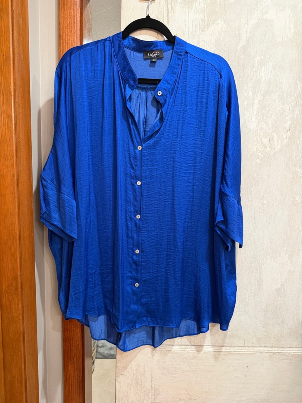 G&O Royal Blue Button-Front Relaxed Blouse